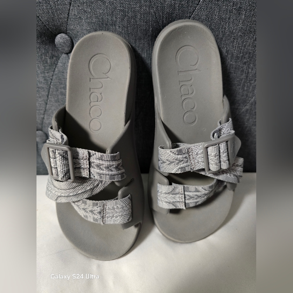 Women's Chaco Gray Slip-On Slide Sandals with Woven Straps * Sz 6